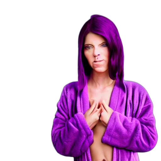 jacket, dress, 3d render, photorealistic, pixel art, purple, xenomorph, woman transparent PNG cut-out