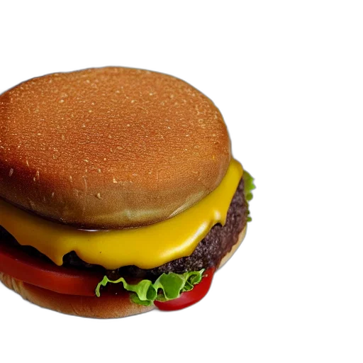 food, animal, weapon, crown, 3d render, photorealistic, cheeseburger, cheese transparent PNG cut-out