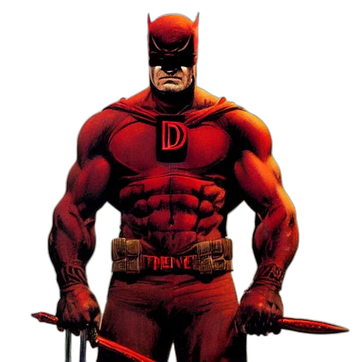 comic book art, concept art, red, daredevil, standing, painting, fullbody, frank transparent PNG cut-out