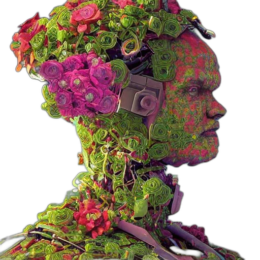 mask, face, robot, crown, cyberpunk, photorealistic, 3d render, concept art transparent PNG cut-out