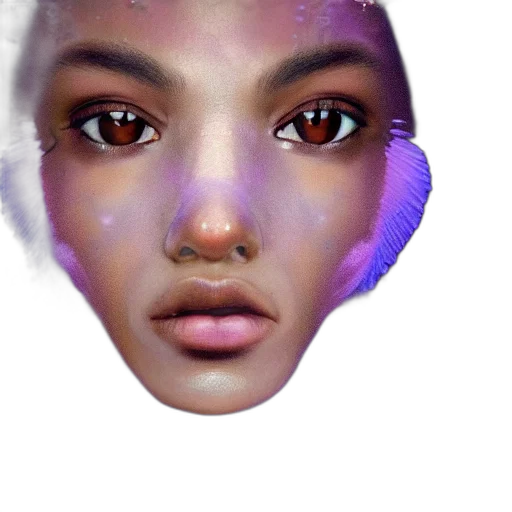 face, mask, creature, robot, photorealistic, concept art, 3d render, vaporwave transparent PNG cut-out