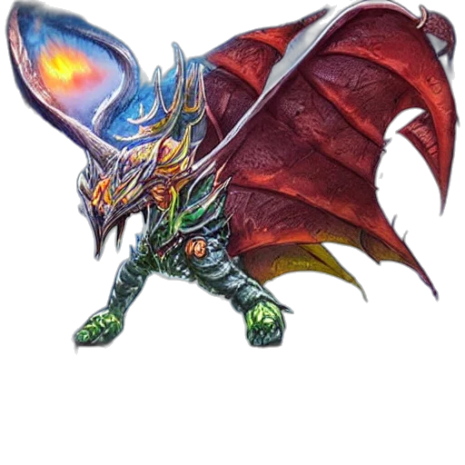 dragon, staff, creature, sword, fantasy art, concept art, pixel art, 3d render transparent PNG cut-out