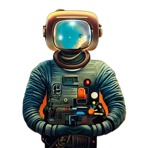 robot, staff, mask, face, concept art, pixel art, 3d render, comic book art transparent PNG cut-out