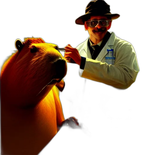 staff, animal, creature, hat, photorealistic, 3d render, concept art, fire transparent PNG cut-out