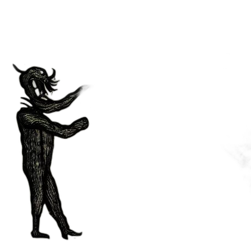 mask, creature, staff, hair, concept art, comic book art, fantasy art, pixel art transparent PNG cut-out
