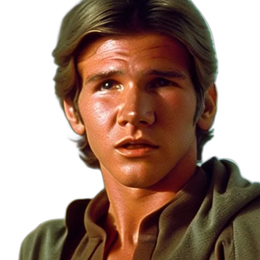 face, photorealistic, film, still, teenage, harrison, ford, new transparent PNG cut-out