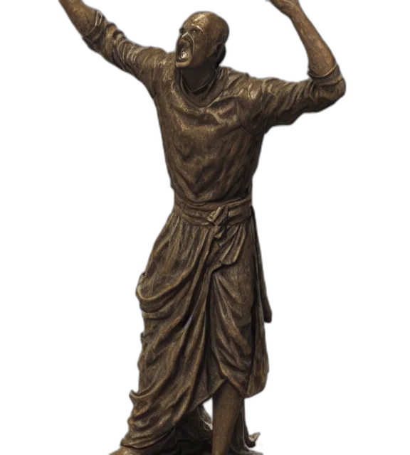 staff, 3d render, photorealistic, photo, bronze, statue, among, character transparent PNG cut-out