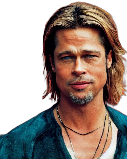 hair, face, photorealistic, medium, shot, brad, pitt, style transparent PNG cut-out