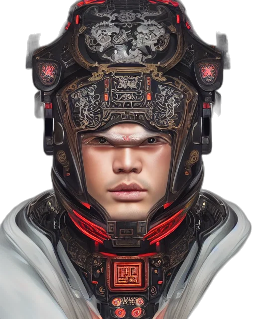 face, robot, mask, crown, concept art, cyberpunk, photorealistic, fantasy art transparent PNG cut-out