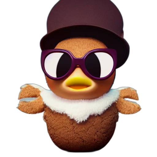 hat, animal, creature, 3d render, cartoon, cute, baby, chick transparent PNG cut-out