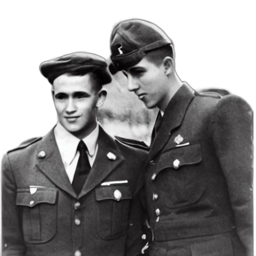 jacket, staff, professional, photograph, two, handsome, young, wwii transparent PNG cut-out
