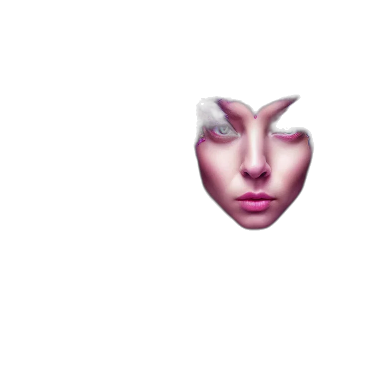 face, mask, creature, crown, vaporwave, pixel art, photorealistic, 3d render transparent PNG cut-out