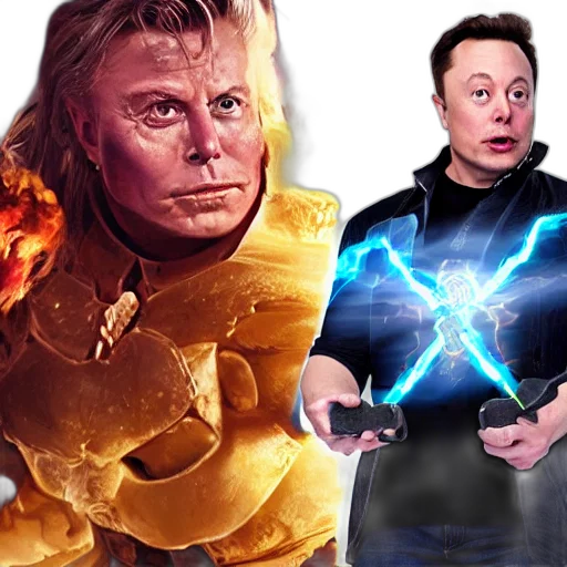 concept art, comic book art, outer space, elon, musk, holding, power, grayskull transparent PNG cut-out