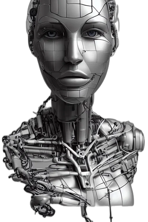 robot, face, mask, cyberpunk, concept art, 3d render, photorealistic, human transparent PNG cut-out