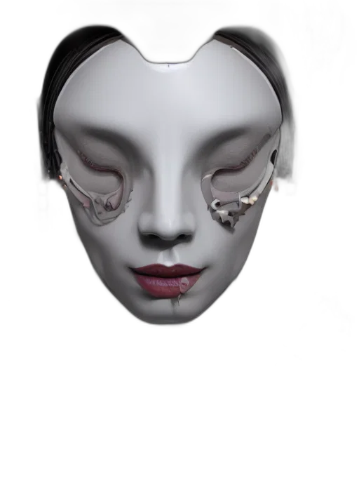 mask, face, jewelry, robot, 3d render, photorealistic, concept art, fantasy art transparent PNG cut-out