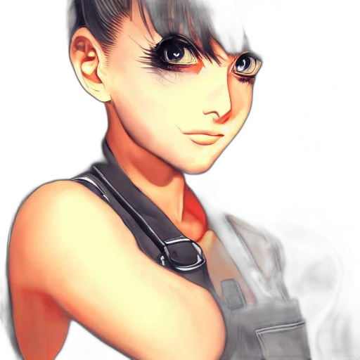 staff, face, photorealistic, cartoon, fantasy art, anime, monochrome, dark transparent PNG cut-out