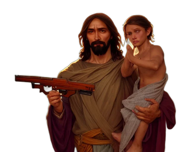 weapon, sword, photorealistic, concept art, pixel art, photography, jesus, christ transparent PNG cut-out