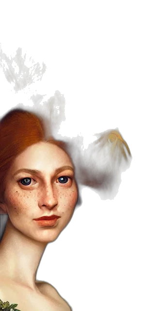 face, crown, hair, hat, photorealistic, fantasy art, oil painting, concept art transparent PNG cut-out