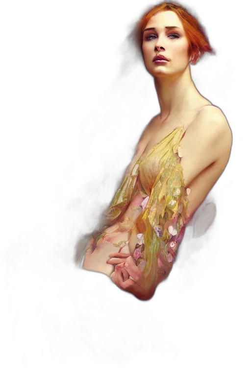 dress, jewelry, face, concept art transparent PNG cut-out