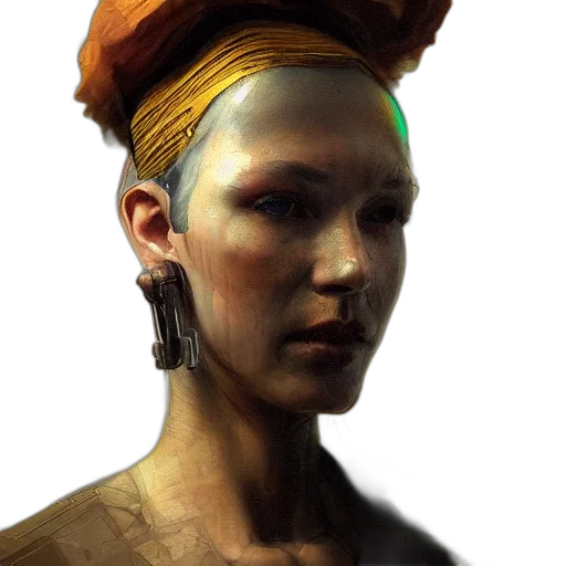 face, crown, hat, jewelry, photorealistic, concept art, cyberpunk, fantasy art transparent PNG cut-out