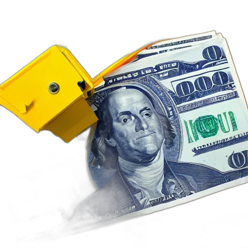 briefcase, full, money, background transparent PNG cut-out