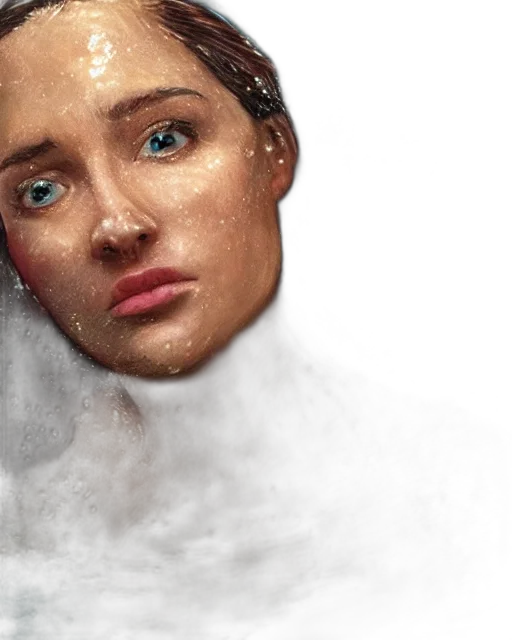 face, mask, hair, photorealistic transparent PNG cut-out