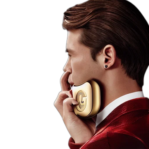 photorealistic, concept art, add, golden, gucci, airpod, pros transparent PNG cut-out