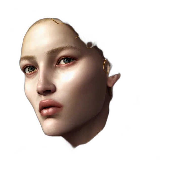 face, robot, mask, crown, 3d render, photorealistic, concept art, cyberpunk transparent PNG cut-out