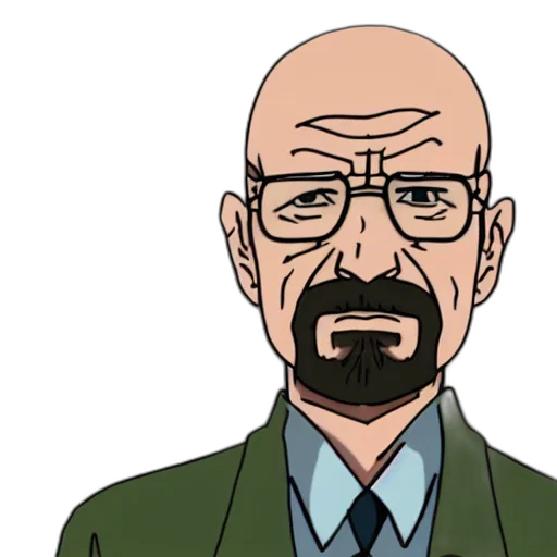 face, staff, jacket, cartoon, comic book art, anime, concept art, walter transparent PNG cut-out