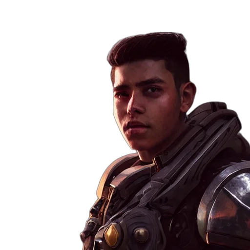 face, weapon, concept art, photorealistic transparent PNG cut-out