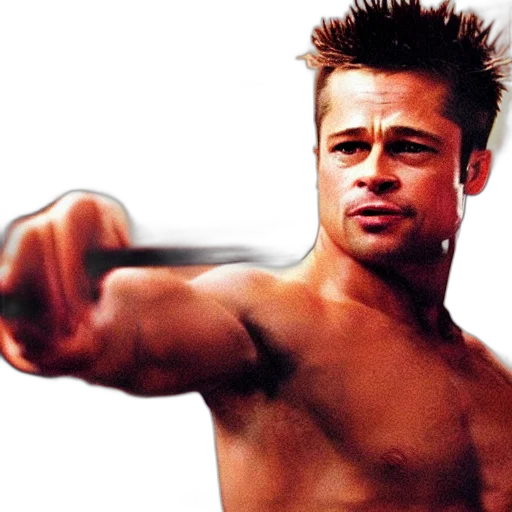 weapon, sword, hair, staff, photorealistic, brad, pitt, tyler transparent PNG cut-out