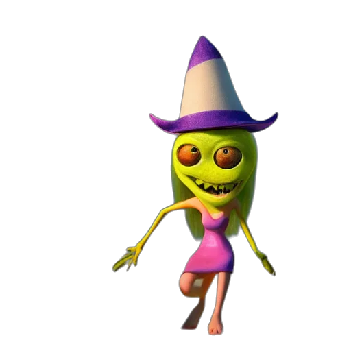 hat, creature, dress, staff transparent PNG cut-out