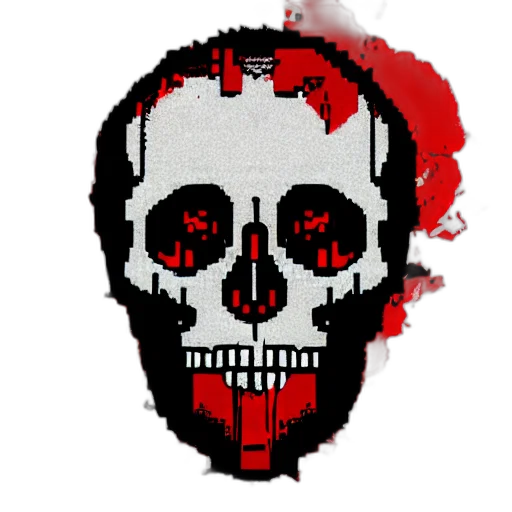 mask, face, pixel art, concept art, 3d render, comic book art, red, dark transparent PNG cut-out