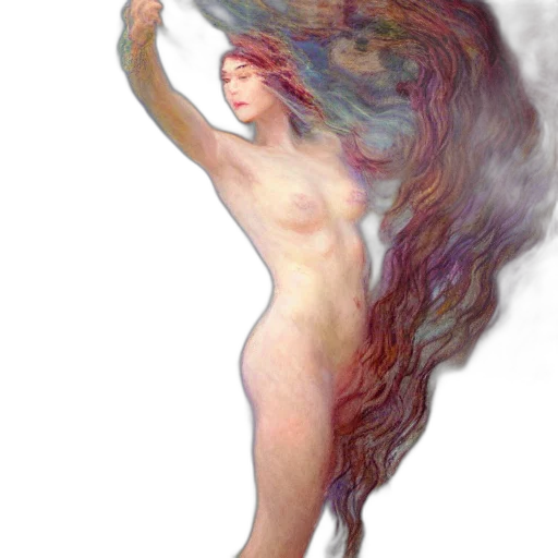 hair, dress, creature, staff, fantasy art, watercolor, photorealistic, concept art transparent PNG cut-out