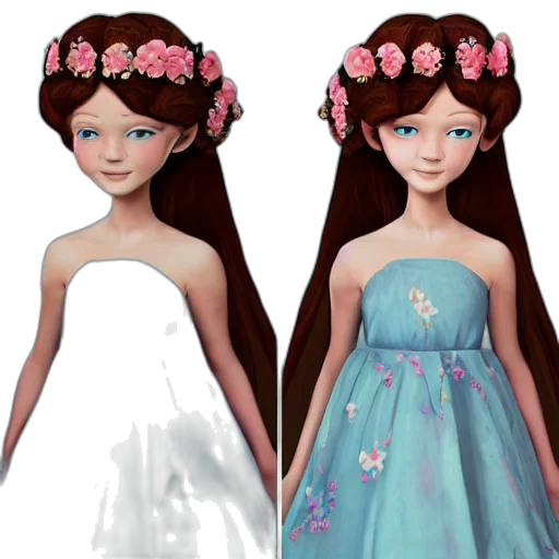 dress, concept art, 3d render, fantasy art, cartoon, pastel, blue, dark transparent PNG cut-out