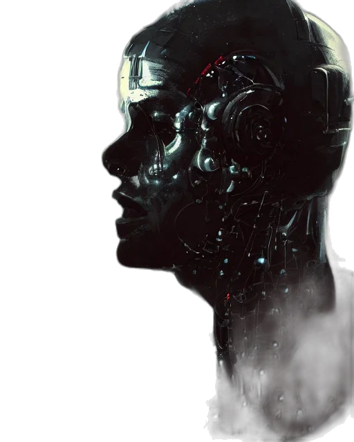robot, face, mask, crown, cyberpunk, concept art, photorealistic, comic book art transparent PNG cut-out