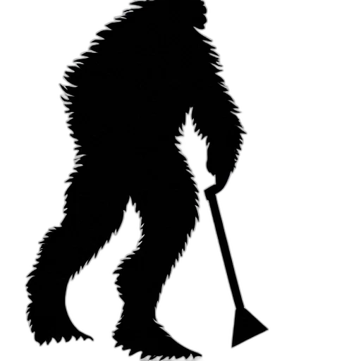 animal, staff, creature, concept art, sasquatch, stepping, trashcan, simple transparent PNG cut-out