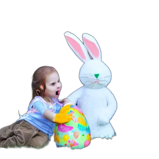 photorealistic, 3d render, pixel art, concept art, easter, bunny, eating, children transparent PNG cut-out