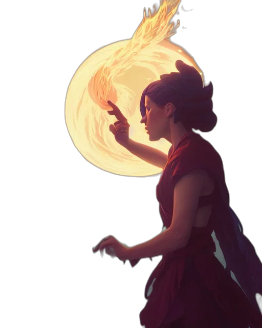 dress, staff, dragon, concept art, fantasy art, comic book art, pixel art, fire transparent PNG cut-out