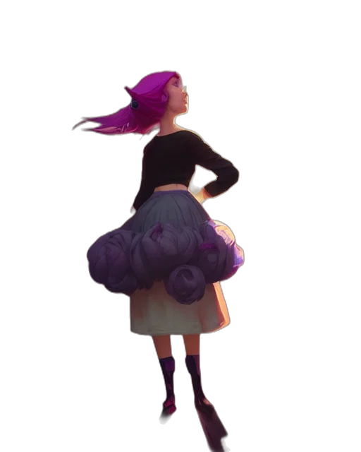 dress, hair, staff, jacket transparent PNG cut-out