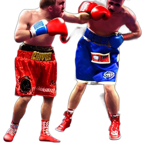 3d render, photorealistic, concept art, two, clowns, fighting, boxing, match transparent PNG cut-out
