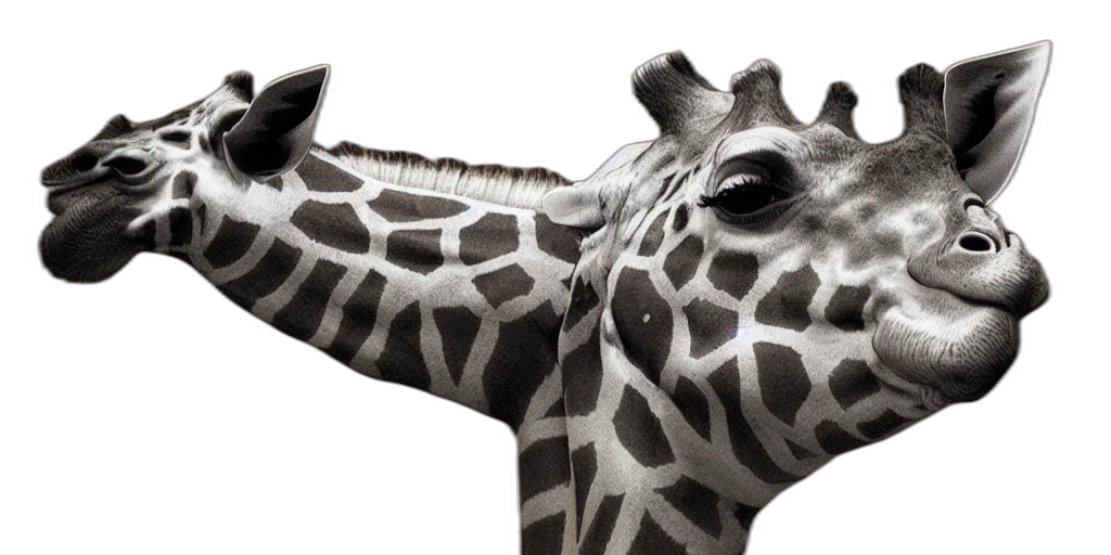 animal, creature, face, hat, photorealistic, monochrome, giraffe, short transparent PNG cut-out