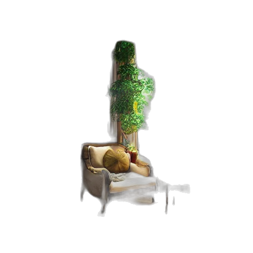 furniture, crown, bottle, tree, 3d render, concept art, photorealistic, pixel art transparent PNG cut-out