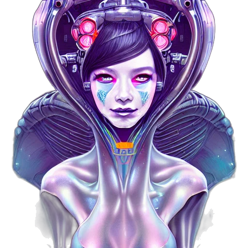 robot, face, mask, crown, cyberpunk, fantasy art, concept art, vaporwave transparent PNG cut-out