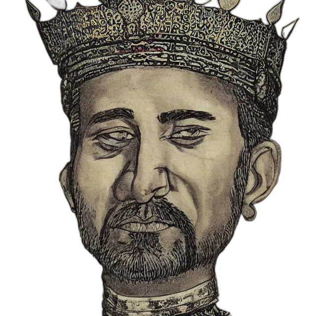 crown, face, staff, photorealistic transparent PNG cut-out