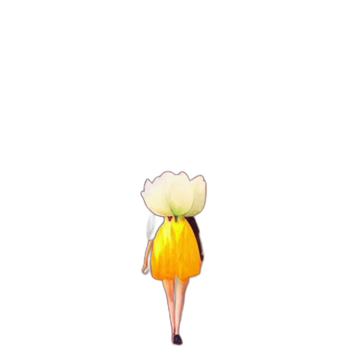 dress, hat, staff, flower transparent PNG cut-out