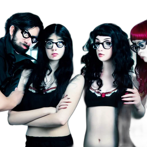 concept art, three, friends, working transparent PNG cut-out