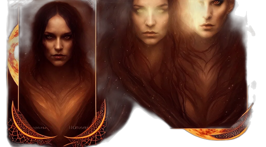 hair, fantasy art, photorealistic, concept art, oil painting, fire, outer space, golden transparent PNG cut-out