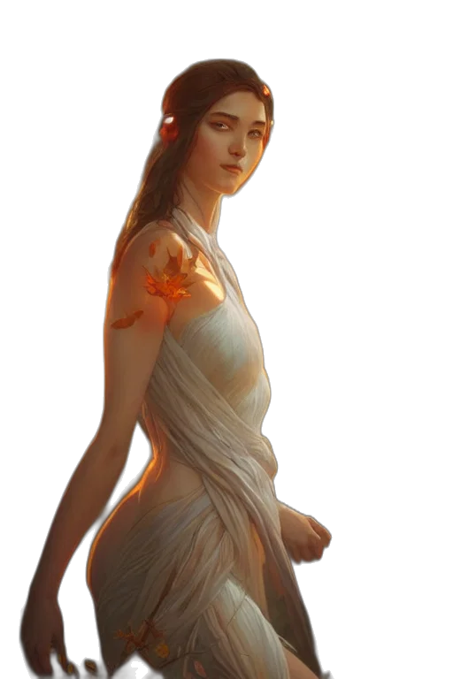 dress, jewelry, flower, crown, fantasy art, concept art, photorealistic, oil painting transparent PNG cut-out