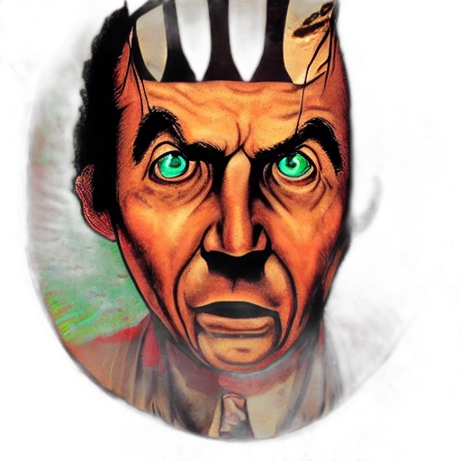 face, mask, staff, comic book art, concept art, fantasy art, 3d render, depraved transparent PNG cut-out